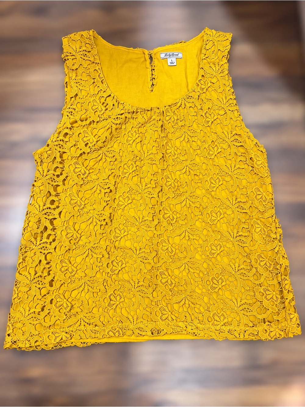 Lucky Brand Women’s Yellow Floral Lace Sleeveless Top Size Large